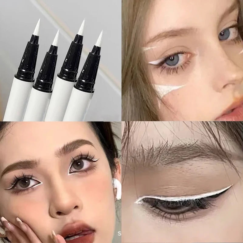 Ultra-thin Matte White Eyeliner Liquid Pen Waterproof Sweat-proof Long-lasting Lying Silkworm Pen High Pigment Smooth Eye Makeup