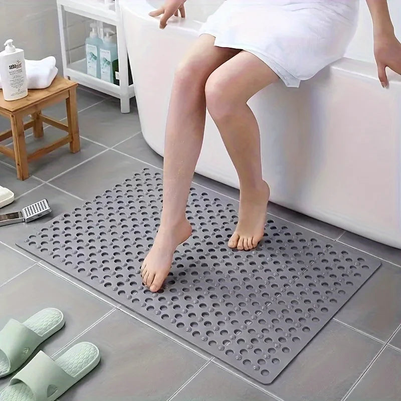 1 Anti Slip Shower Mat with Drainage Holes and Massage Points | Durable PVC Bathroom Safety Mat Suitable for Bathtub and Shower
