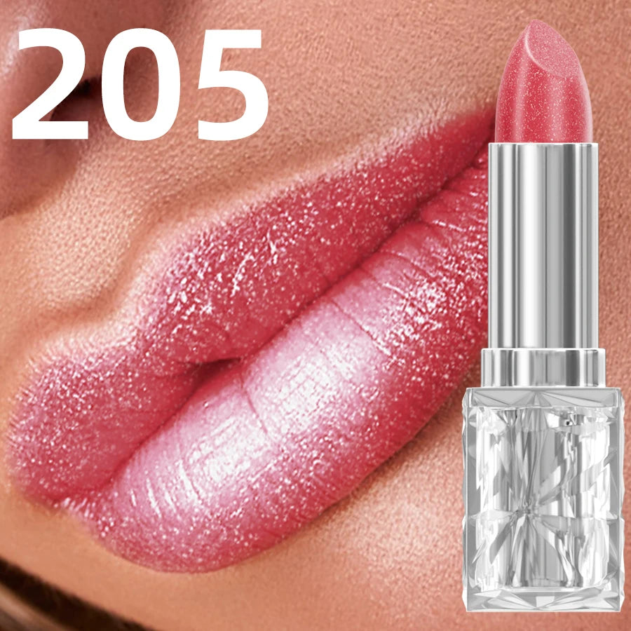 7 Colors Sparkling Metallic Finish Lipstick Hydrating Red Pink Glitter Lip Tint Shine Lip Color Highly Pigmented Lip Makeup Gift