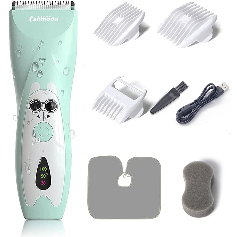 Baby Hair Clipper Quiet Electric Rechargeable Kids Trimmer for Children Grooming Shaver Haircut Machine Ceramic Blade Waterproof