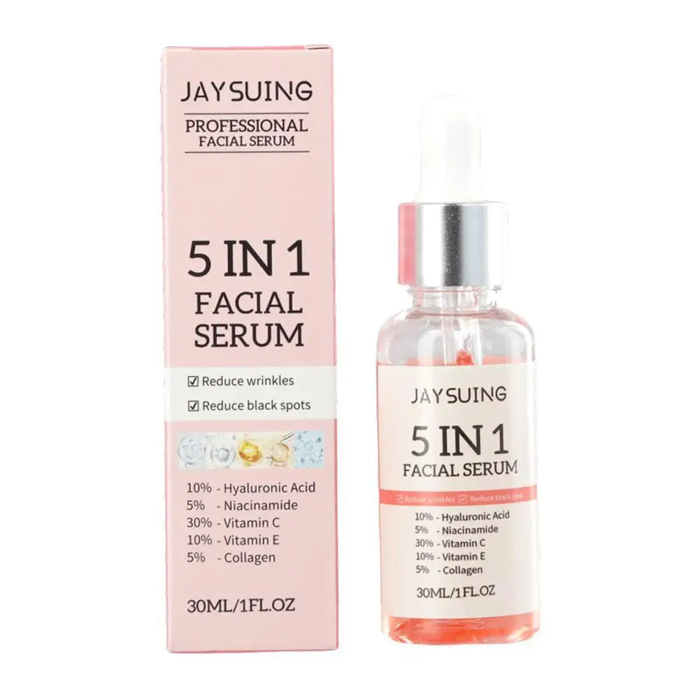 5-in-1 Face Serum 30ml Moisturizing, Whitening, Anti-Wrinkle, Anti-Aging Vitamin C & Hyaluronic Acid Shrink Pores Skin Care