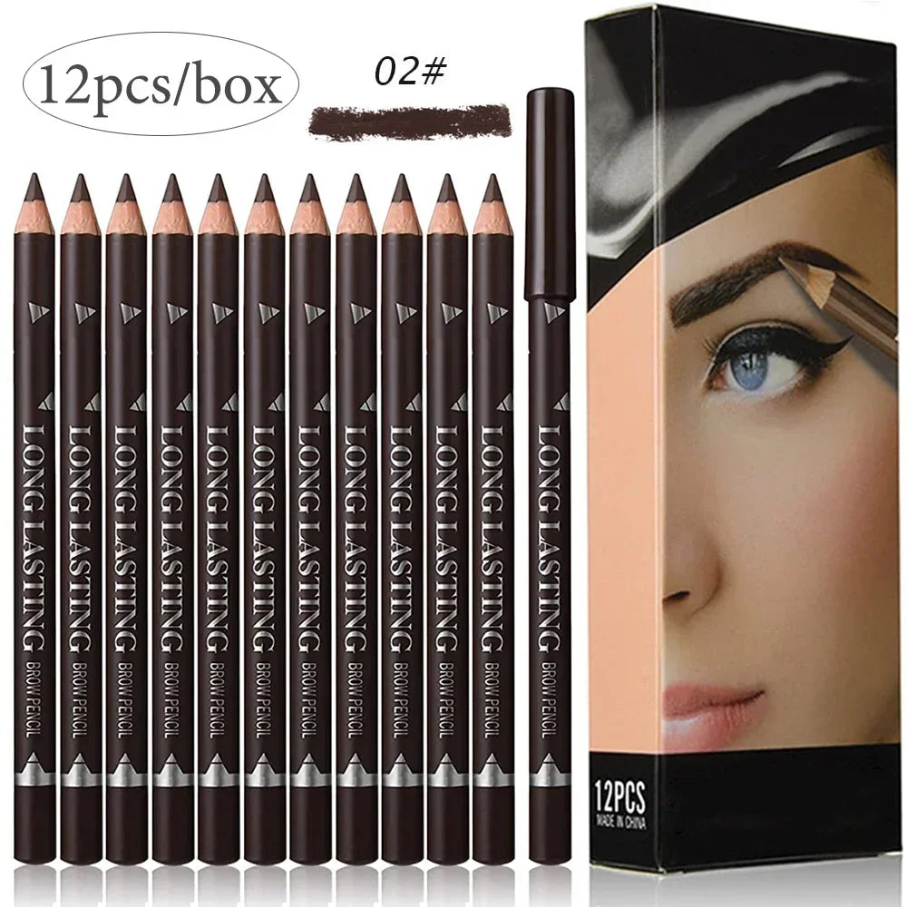 6/12PCS Eye Brow Pencil Waterproof Professional Women Eye Makeup Pen Easy Color Natural Black Brown Cosmetic Beauty Eyebrow Tool