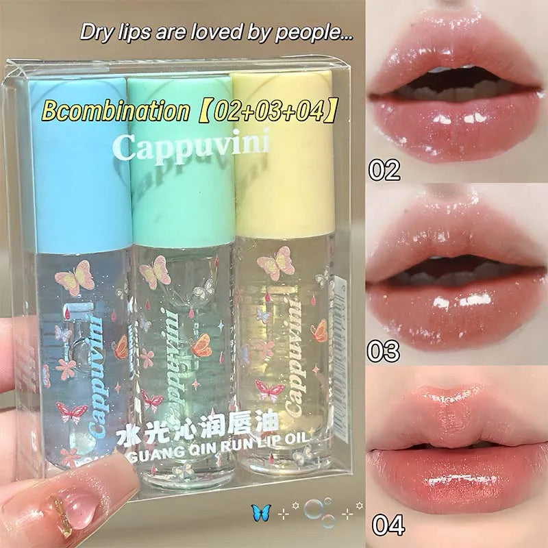 1/3pcs Moisturizing Jelly Mirror Water Lip Gloss Set Lasting Transparent Hydrating Plumping Clear Lip Oil Korean Makeup Lip Care