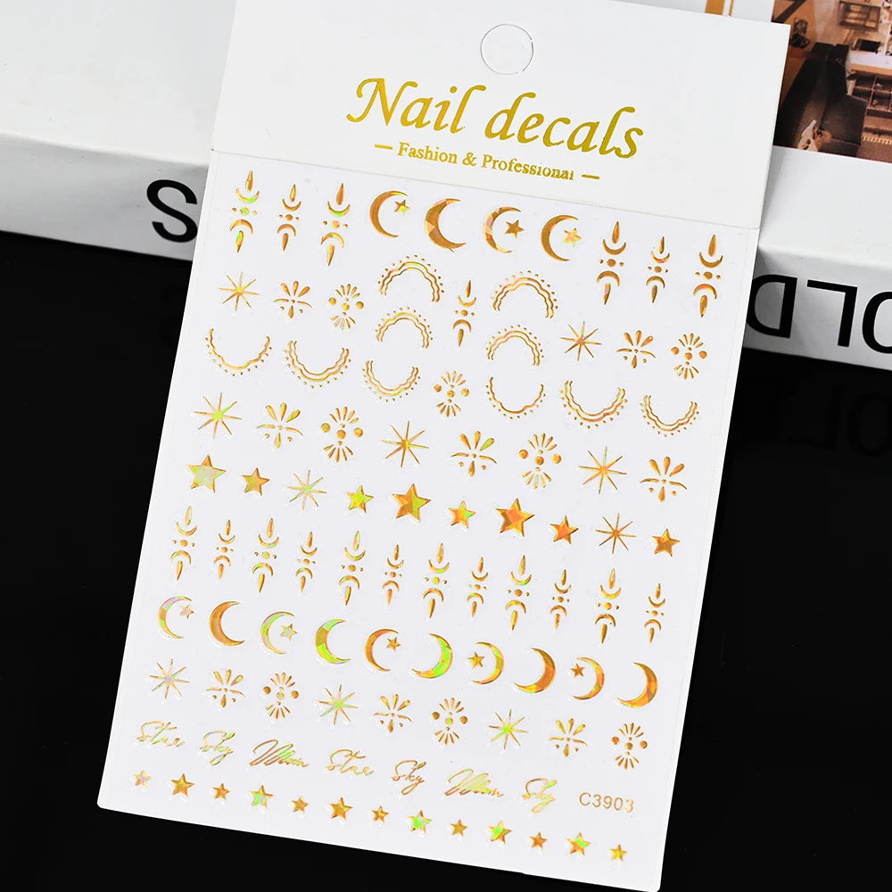 1pcs Star-Themed Nail Art Stickers 3D Self-Adhesive Plastic Decals With Glitter Finish Anime Rectangle Shape Ideal For DIY Nails