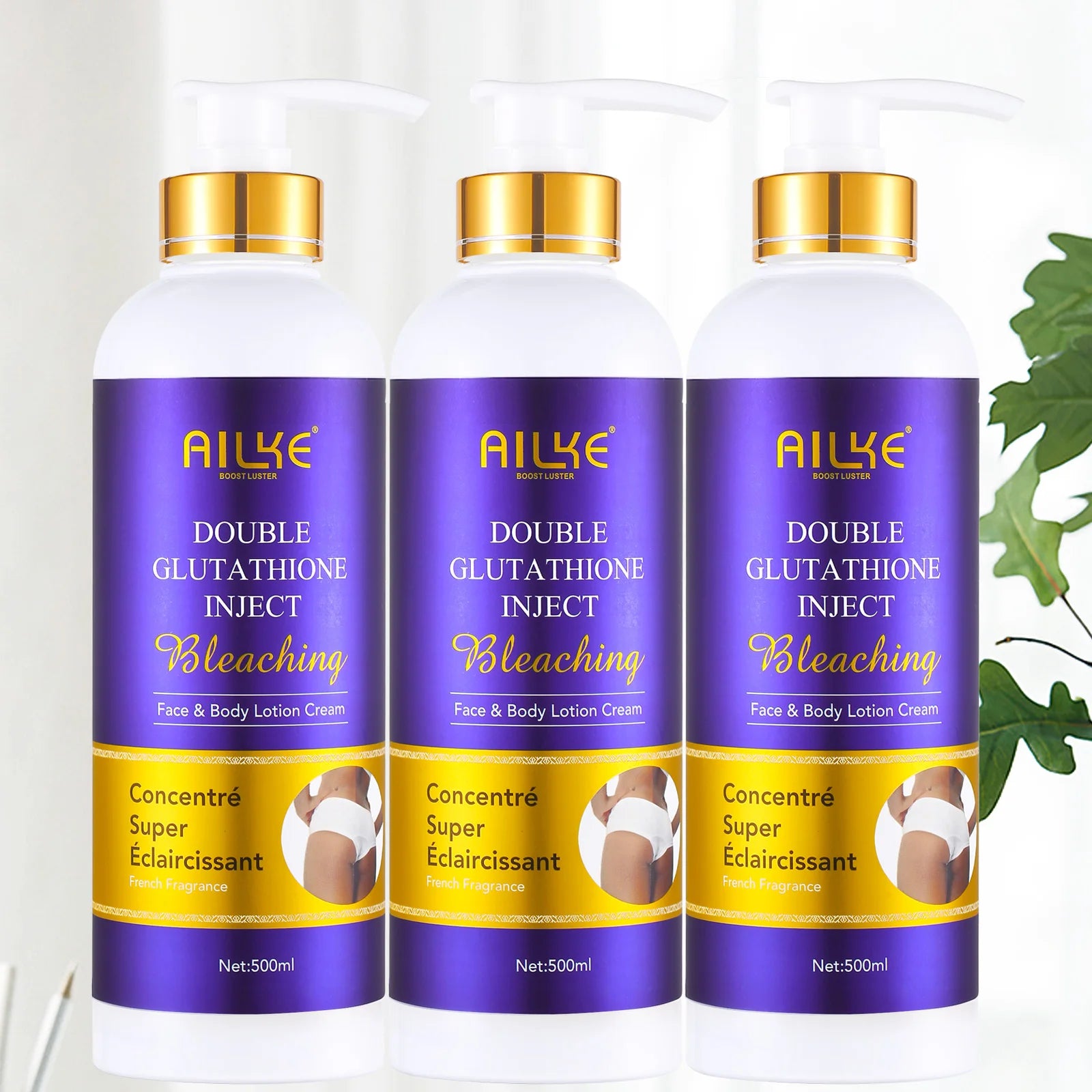 AILKE Double Glutathione Whitening Skin Care Set, Lightening, Remove Dark Spots, Skin Radiant, Moisturizing, Hydrating, Smooth