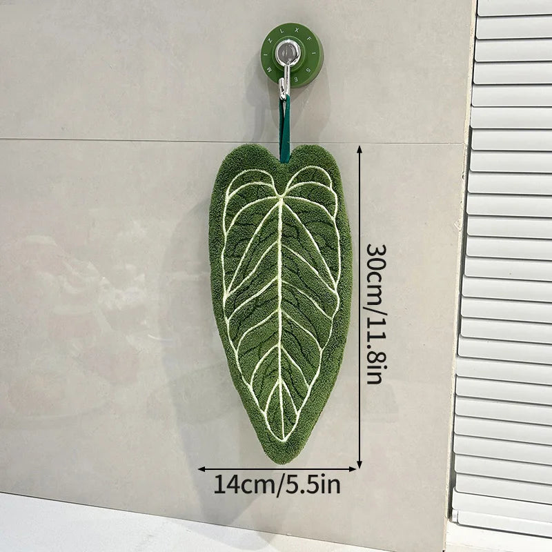 Leaf Hand Towel Bathroom Accessories Absorbent Kitchen Towel Soft Towel Hanging Towels Handkerchief Towels Home Wash Hand Towels