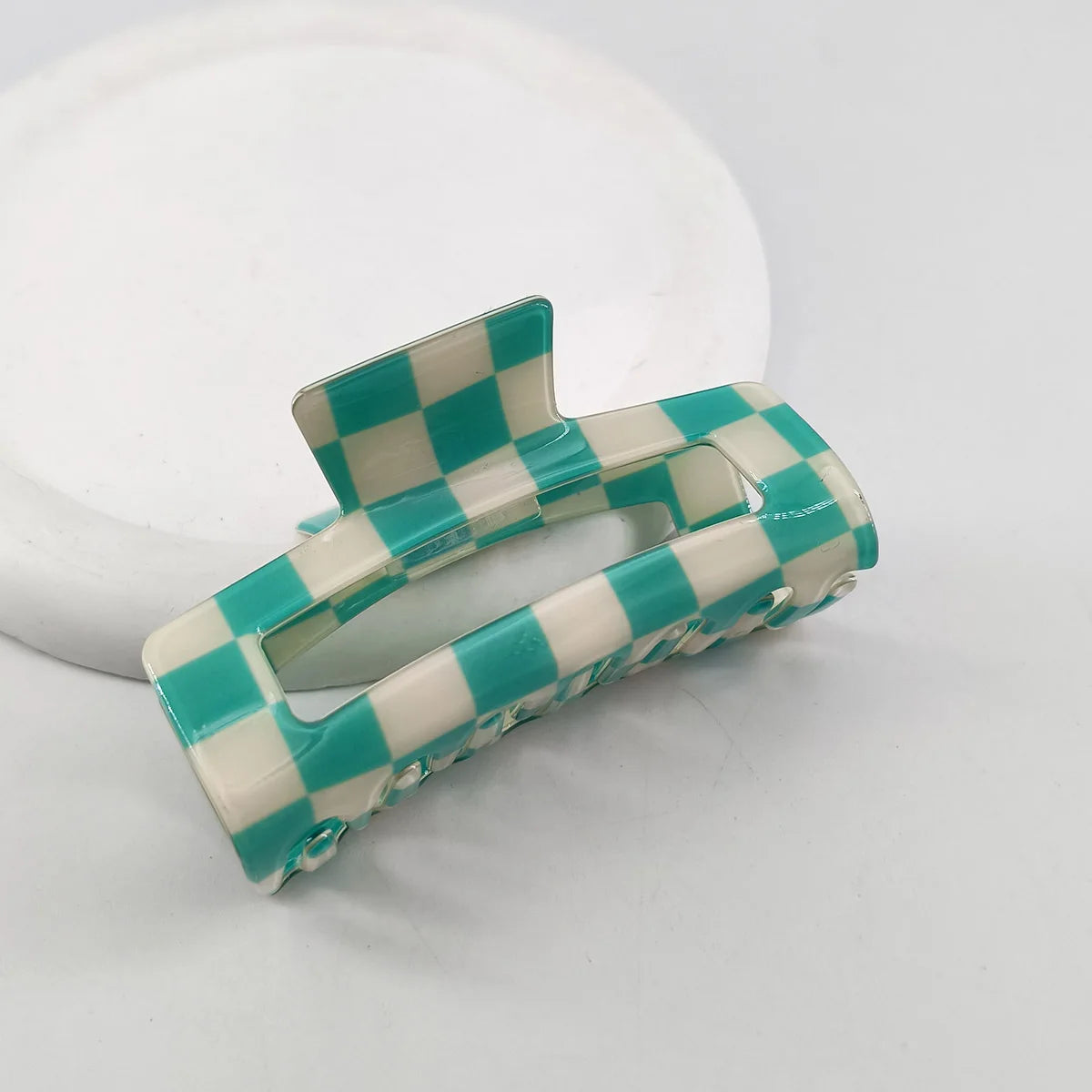 1/6 PCS Colorful Checkered Rectangle Hair Claw Clips For Women Girls Fashion Hair Clips For Styling Claw Clamps Hair Accessories