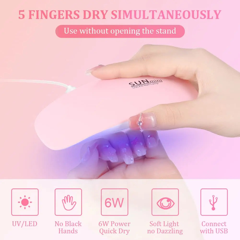 Nail Lamp Foldable 6W UV Led Lamp For Nails Machine UV Leds Gel Quick Drying Dryer Lamp Manicure Tool Professional Equipment