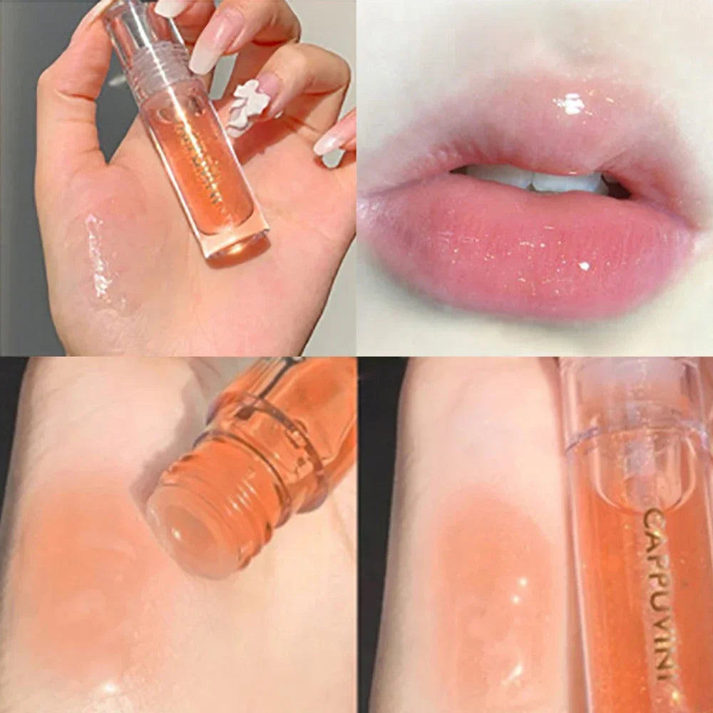 Transparent Crystal Jelly Lipgloss Shiny Clear Mirror Moisturizing Lip Balm Glitter Liquid Lipstick Lip Oil Fruit Taste Lip Tint