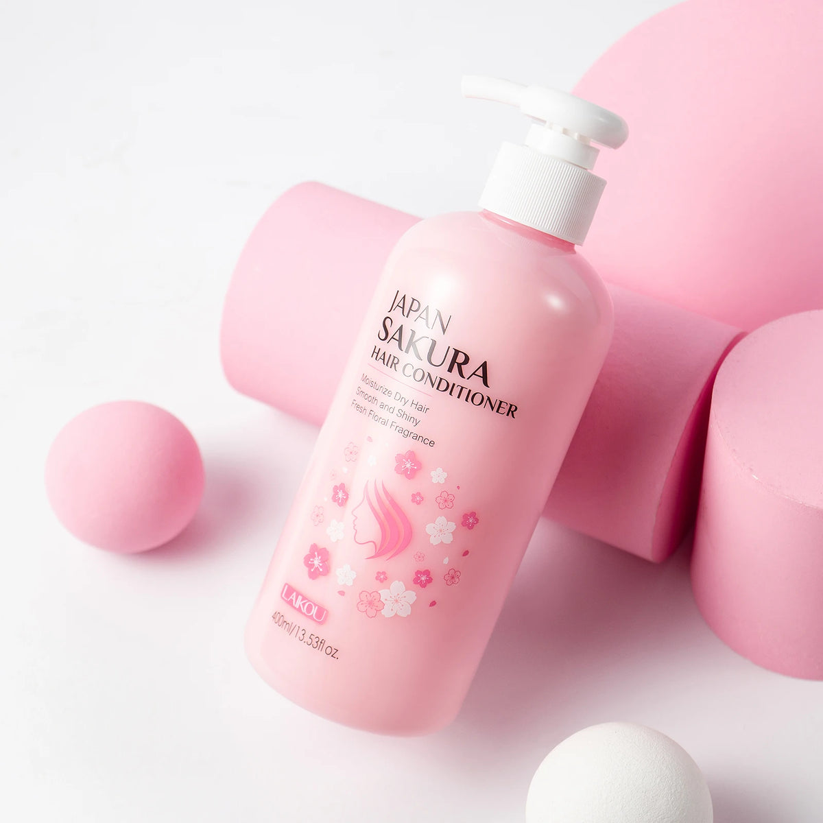 LAIKOU Japan Sakura Hair Conditioner Moisturizing Conditioner Smooth Shine Treatment Floral Scent Hair Repair 400ml