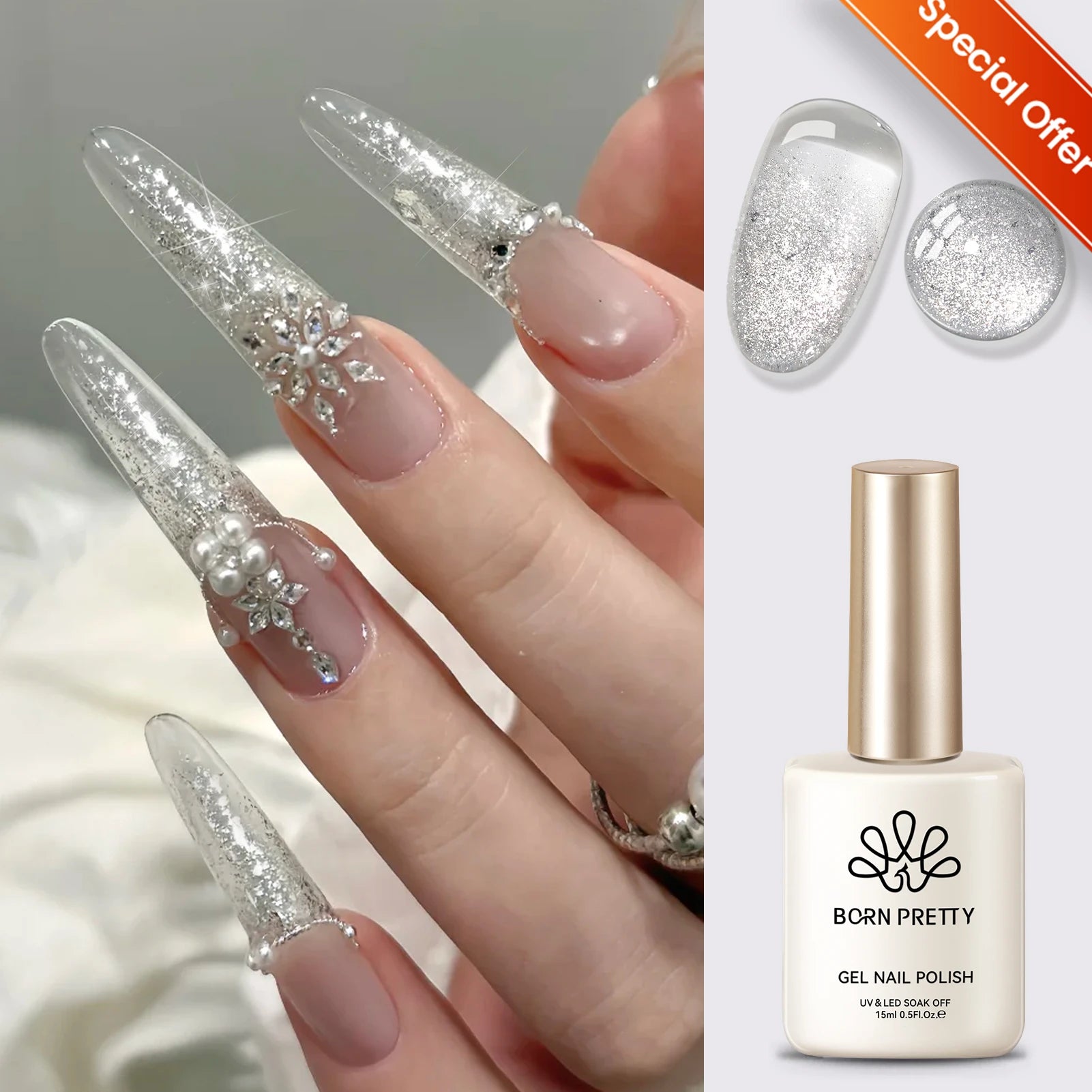 BORN PRETTY 15ml Red Cat Magnetic Gel Nail Polish Gold Glitter Shine Soak Off UV Gel Nail Art Varnish NailSupplies