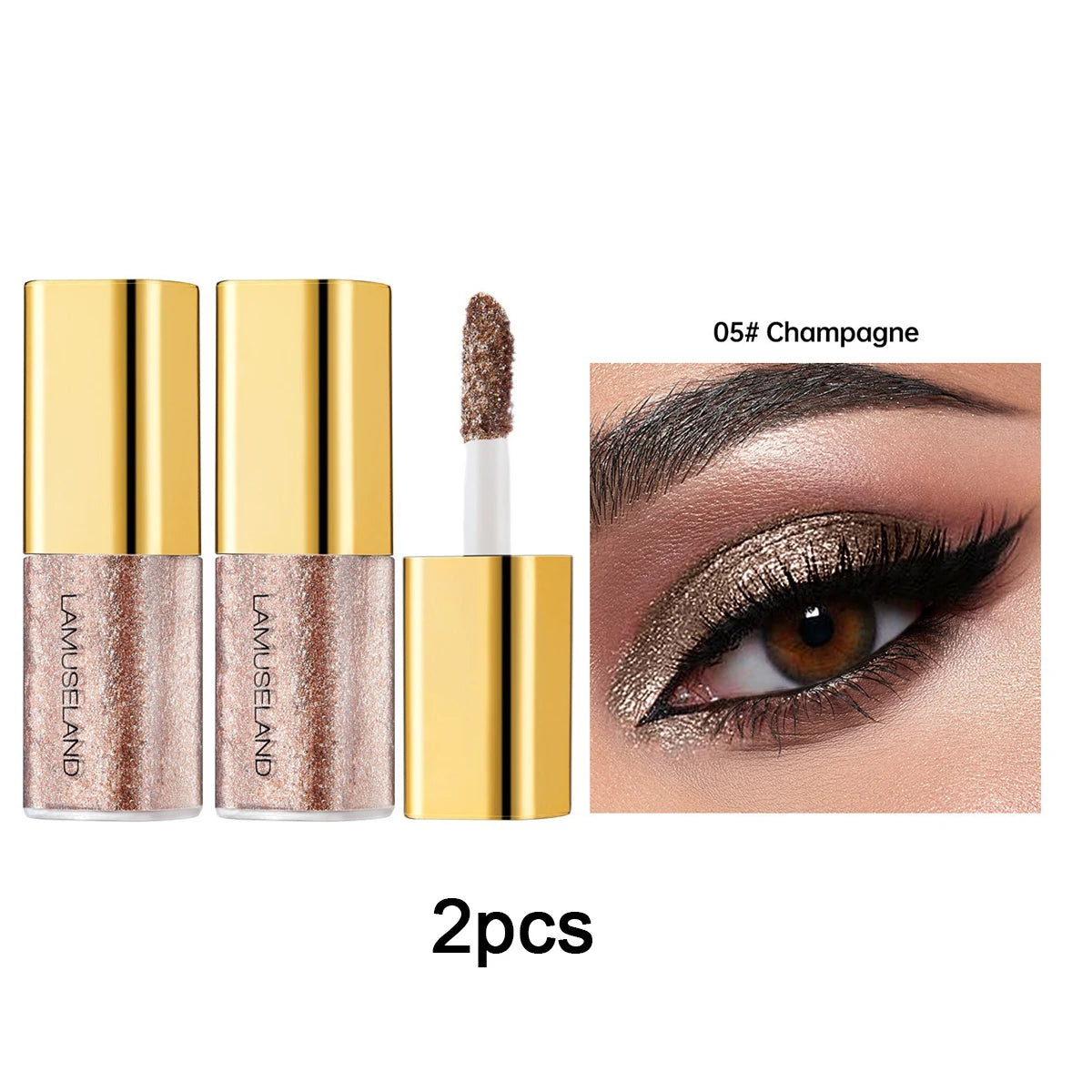 Pearly Liquid Eyeshadow Makeup Waterproof Shimmer Glitter Eye Shadow Highlighter Lasting Eye Tint for Daily Natural Smokey Look