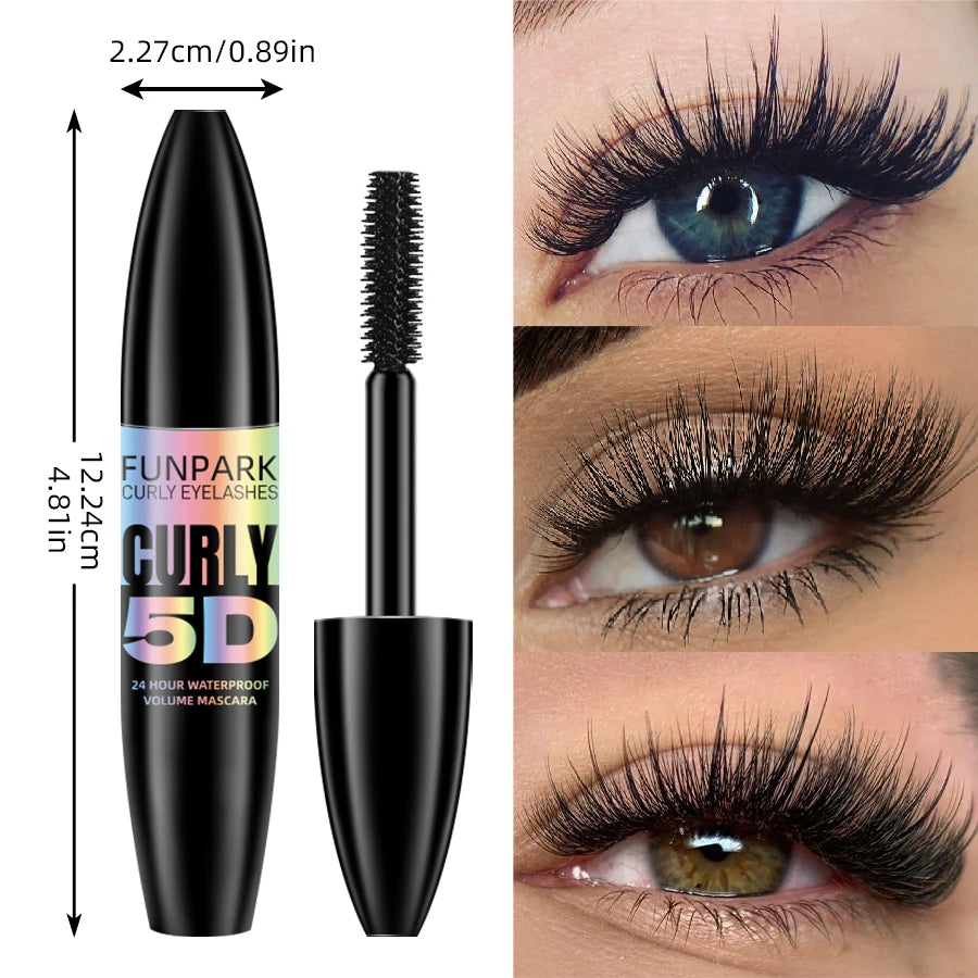 Black 5D Mascara Thickening ,Lengthening Curling Waterproof Long Lasting Liquid Fiber Mascara Makeup Lash Eyelash Extension Beau