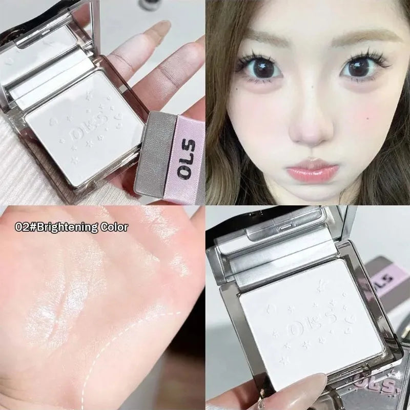 White Block Powder Soft Focus Oil Control Setting Matte Pressed Powder Natural Concealer Loose Powder for Face Contouring Makeup