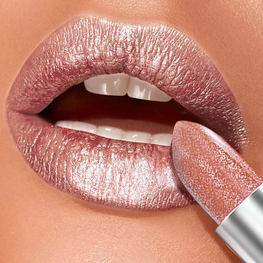 1PC Metallic Lipstick Longlasting Glitter Lip Glaze Waterproof Moisturize Red Luminous Liptint Shimmer Shiny Lipgloss Makeup