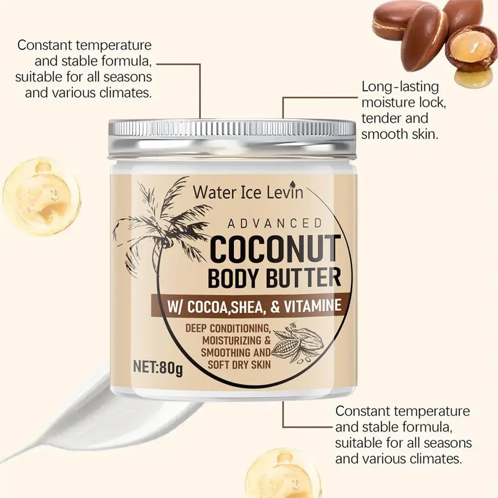 80g Coconut Firming Body Lotion Cocoa Shea VitaminE Advanced Coconut Body Butter Deep Conditioning Moisturizing Smoothing lotion