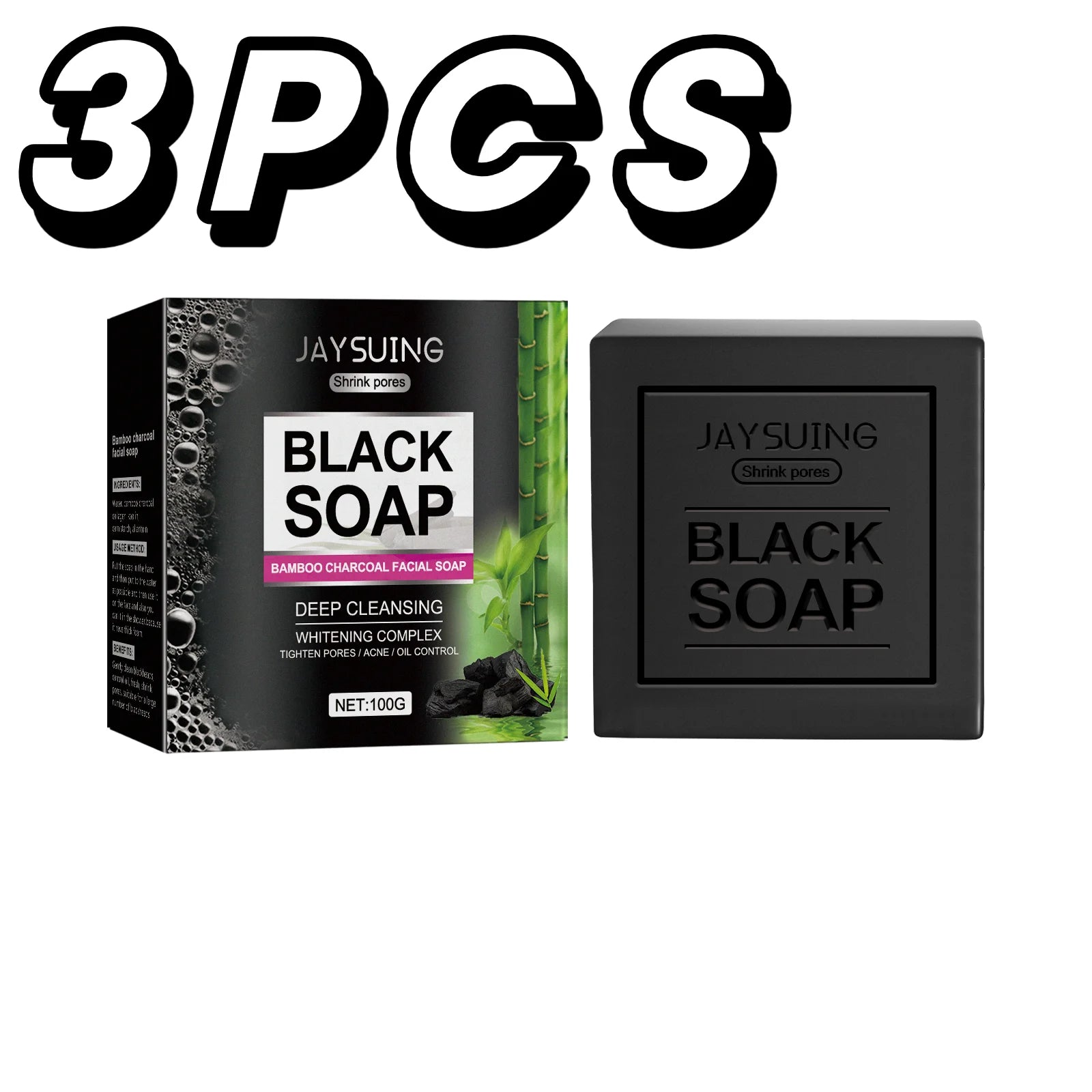 Men's Bamboo Charcoal Facial Cleanser Gentle No--irritate Oil Control Blackheads Exfoliating Removal Cleansing Handmade Soap