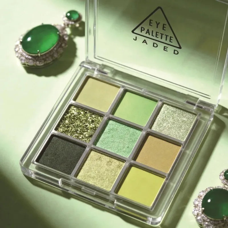 9 Color Mint Green Eyeshadow Palette Long Lasting Pearlescent Shimmer Matte Forest Look Eyeshadow Powder Eyes Makeup Cosmetics