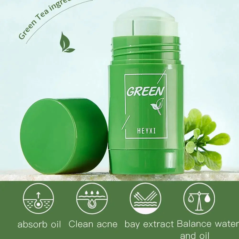 Green Tea Eggplant Solid Mask Deep Cleansing Oil Control Balance Antioxidan Shrink Pores Remove Blackheads Refreshing  Mud Mask