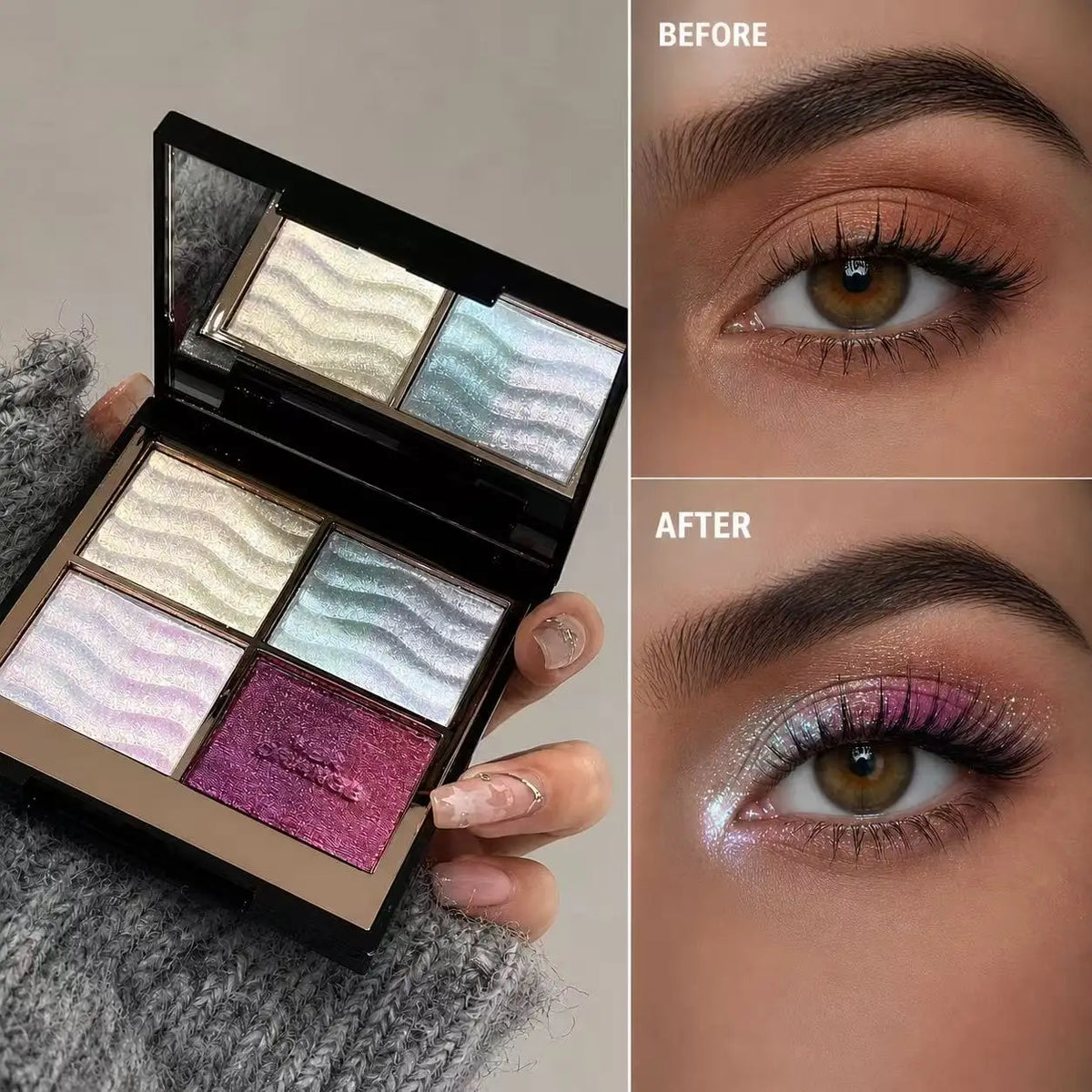 Herorange Eyeshadow Palette Color Block Design Smooth Texture Bright Glitter Beginner Friendly for Multiple Occasions