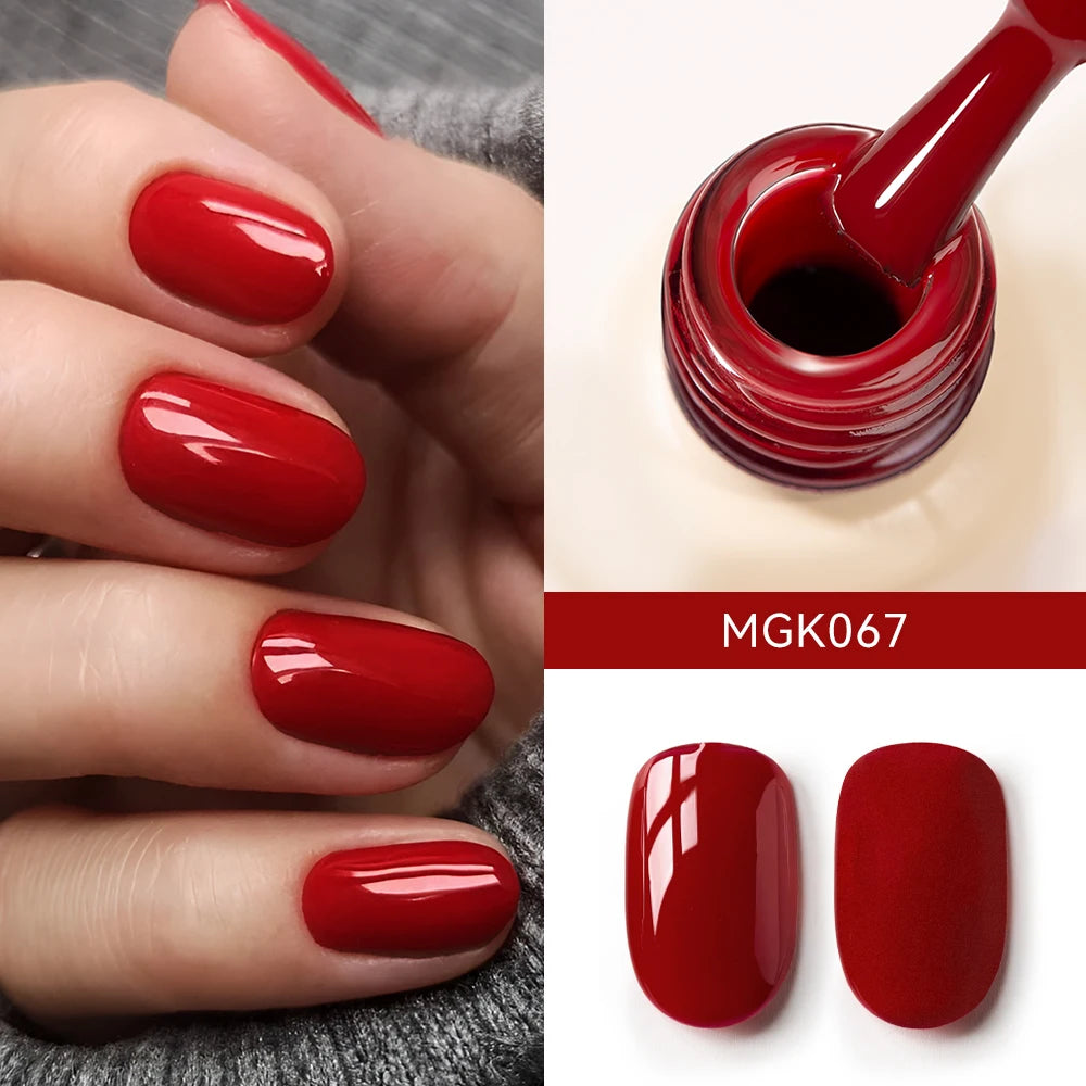 MAYCHAO Cherry Red Gel Nail Polish 12ml Glossy Semi Permanent Soak Off UV LED Frosted Gel Nails Base Painting Varnish