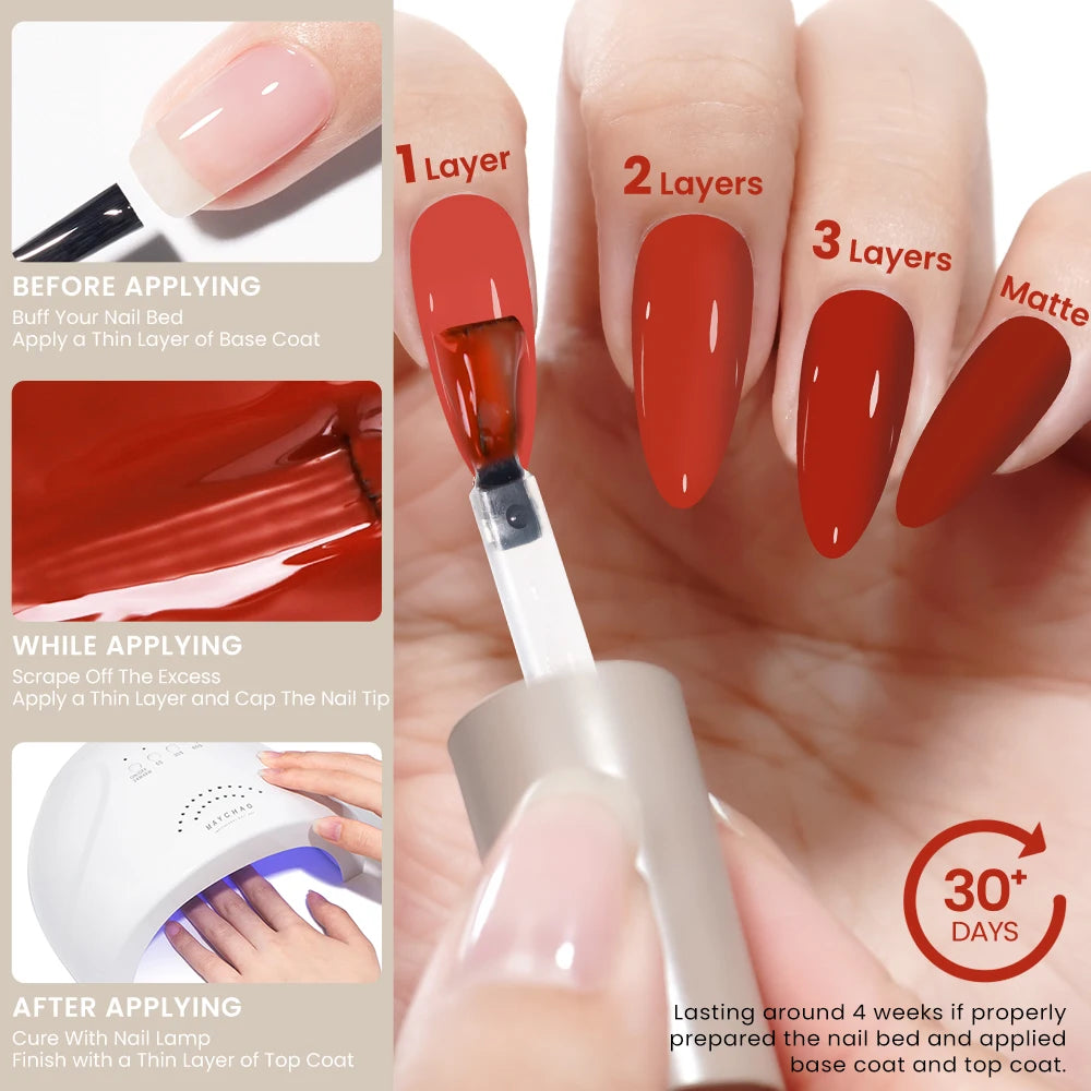 MAYCHAO 12ml Gel Nail Polish Set Professional Salon Nail Art Gels Varnish UV LED Semi Permanent Nail Lacquer Nail Supplies
