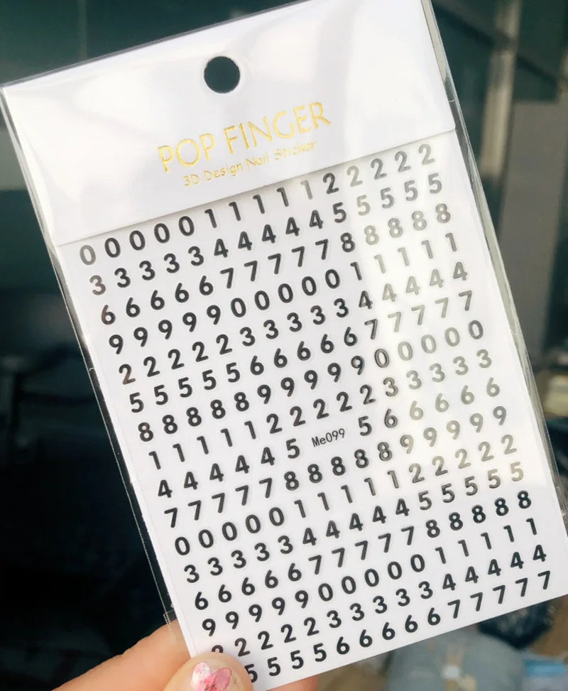 New Roman 26 English Alphabet Number 3D Self-adhesive Nail Art Decal Sticker Word Small Letter Nail Tattoos Decal Stickers