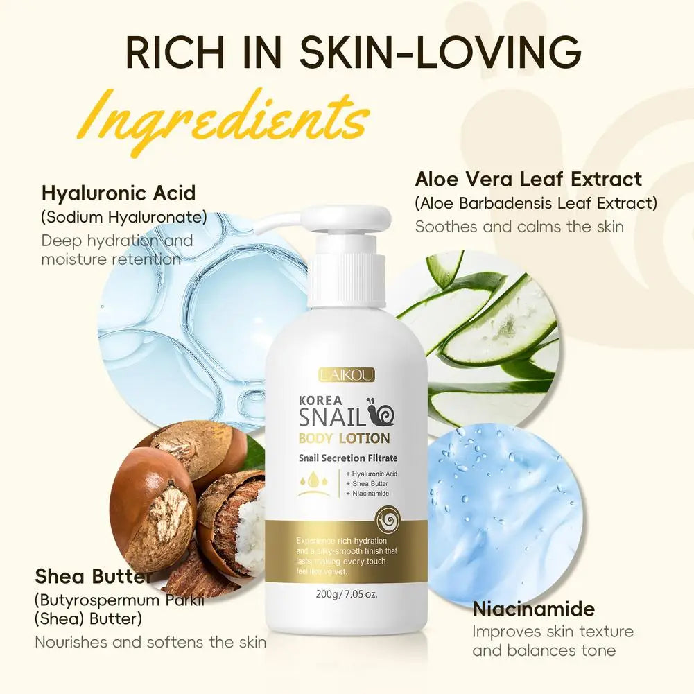 Snail Mucin Body Lotion For Dry Skin Moisturizer,Smoother Tightening Skin Care,24hr Moisture,Firming Body Cream Care