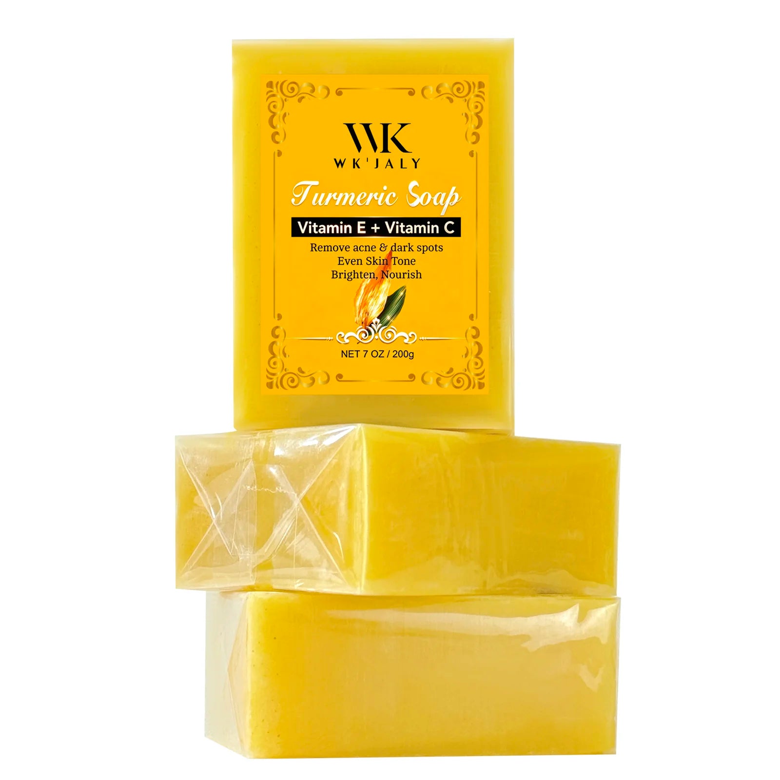WK JALY Turmeric Glow Soap, Anti Acne, Spot, Whitening, Natural Nourishing & Hydrating, Gentle Daily Cleansing For All Skin Type