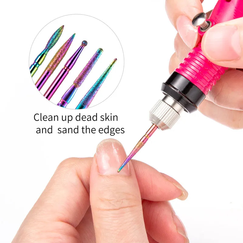 30pcs Nail Drill Bits Ceramic Diamond Cuticle Efile Tungsten Carbide Milling Cutter for Manicure Remover Acrylic Gel Nail Tools