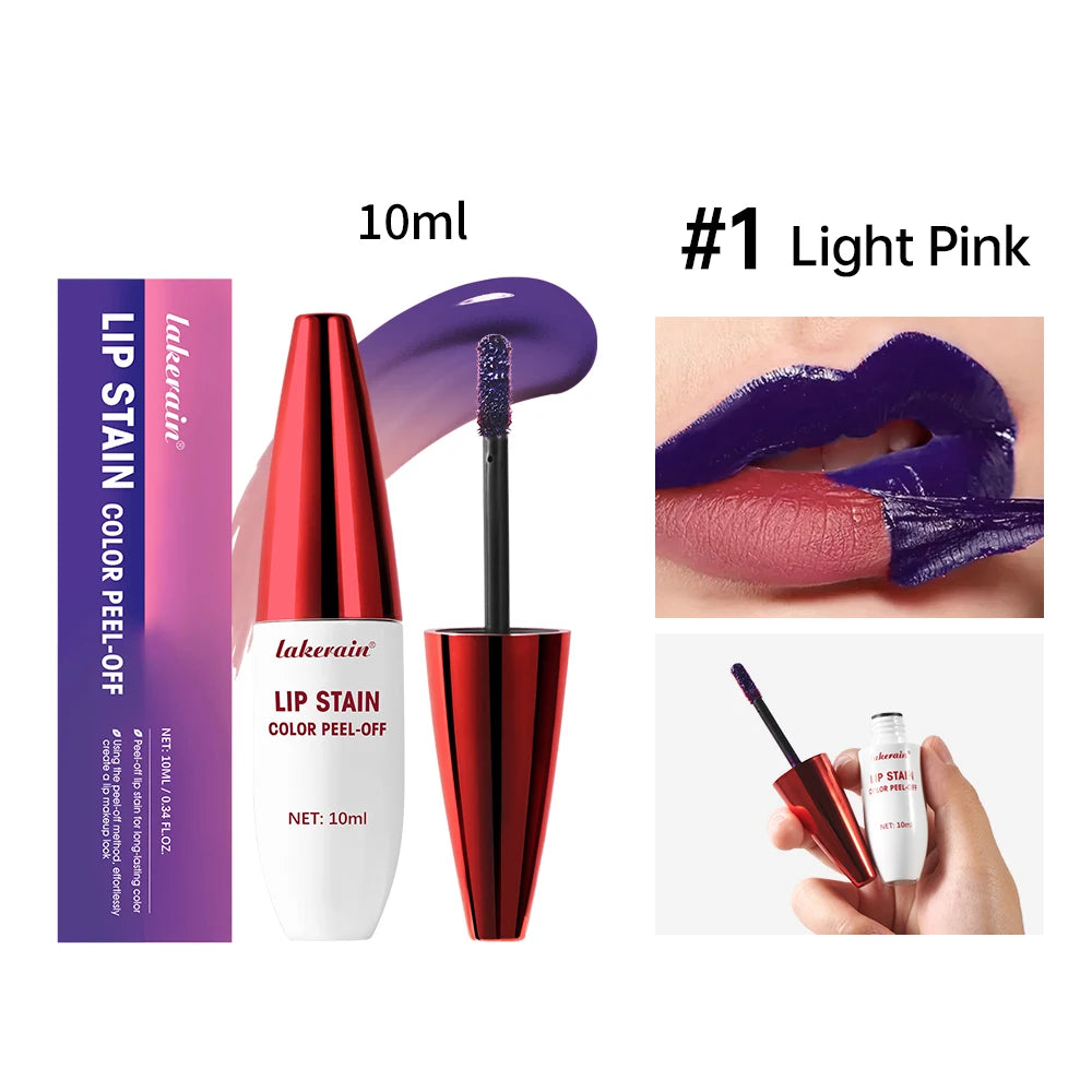 Lakerain Peel-off Lip Gloss Matte Natural Mist Lip Tinted Waterproof Long Lasting Lipstick Makeup Tear Contour Stain Cosmetics