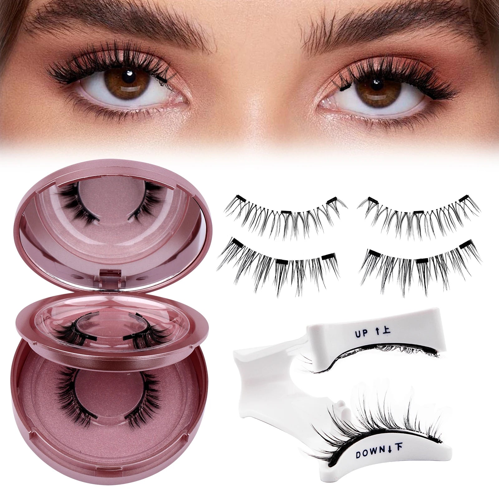 GEMERRY Magnetic Eyelashes with Applicator Natural Look Reusable Soft Strip False Lashes No Glue Makeup Kit Easy to Wear  Remove