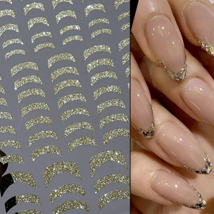 Nail Stickers 3D  Metal Line Sliver Gold Thorns Vine Curve Stripe Lines Tape Swirl Sliders Manicure Adhesive Gel Nail Art Decals