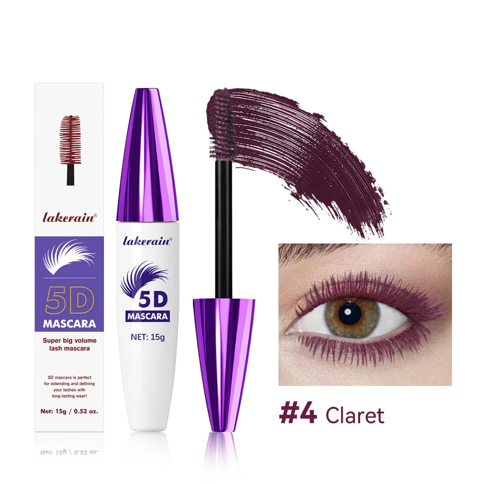 5D Mascara Waterproof Thickening Lengthening Curling Liquid Fiber Mascara Long-Lasting Curling Eyelash Extension Cosmetics