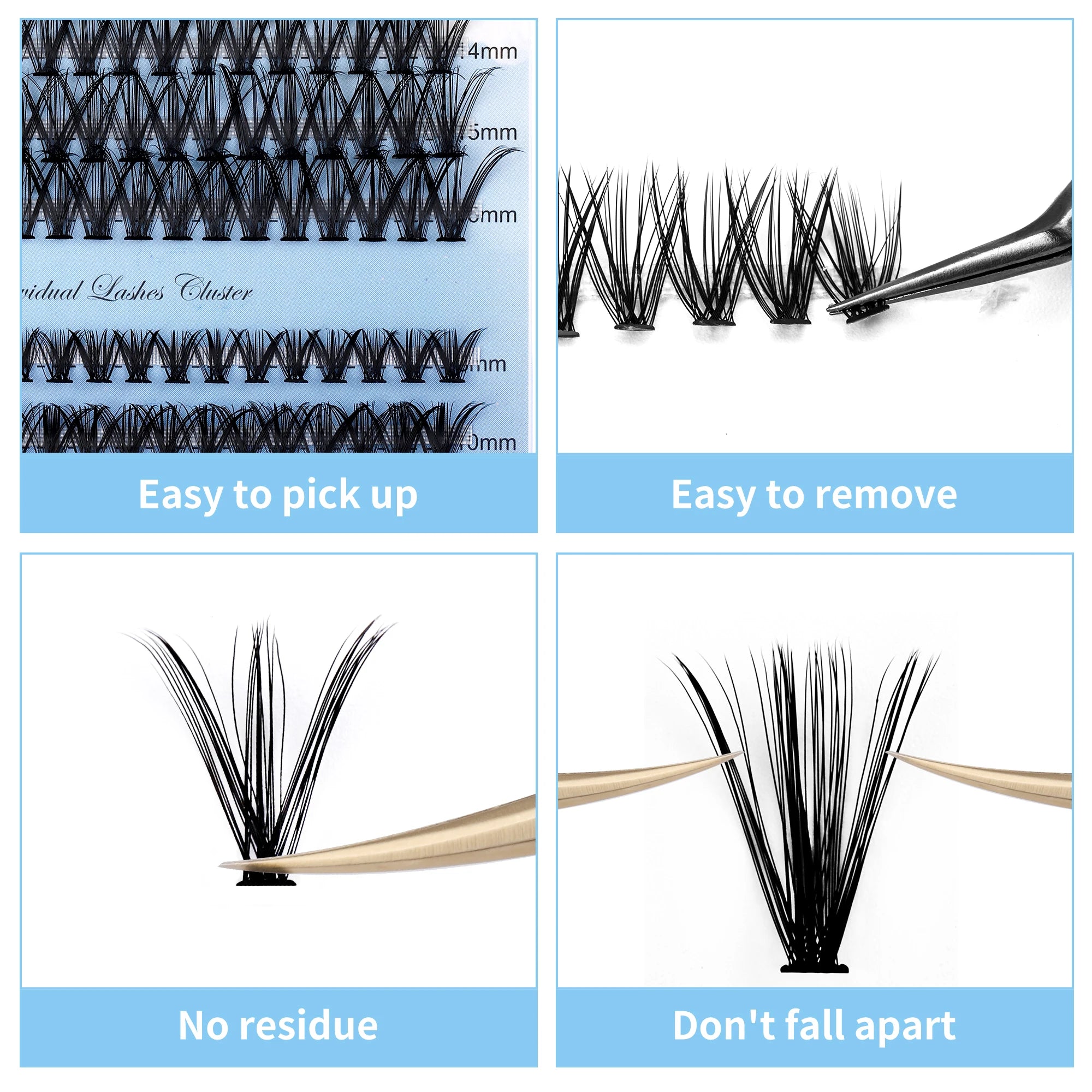 Gemerry 280 Cluster DIY Eyelashes 10D/20D 30D/40D Premade Volume Fan Lash Extension Individual Faux Mink Heat Bonded Lashes Soft