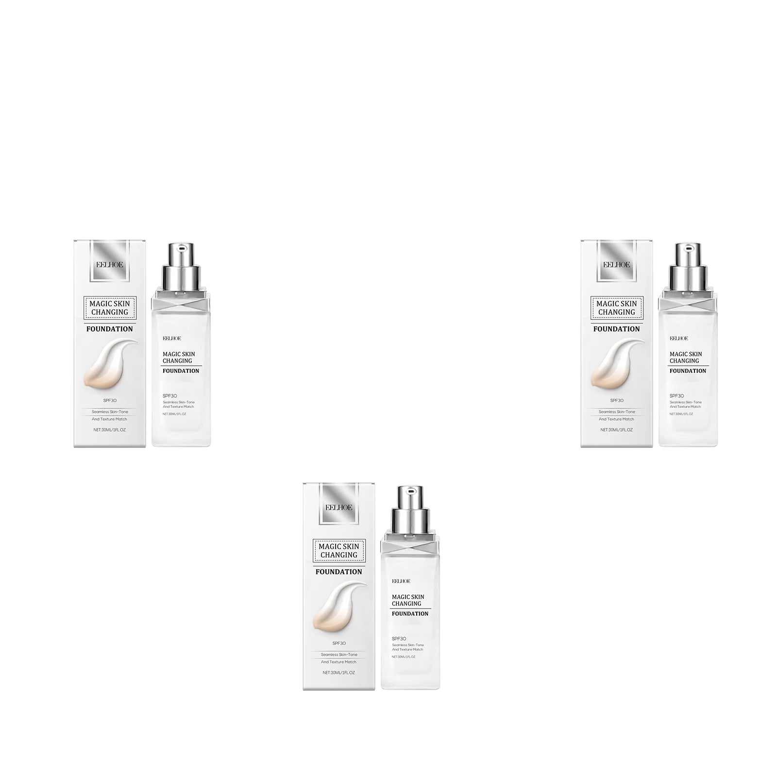 Color Changing Foundation Hyaluronic Acid Waterproof Oil Control High Coverage Makeup Base Magic Covering Foundation Liquid 30ml