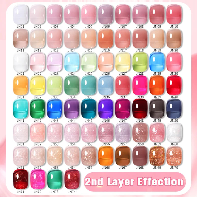BORN PRETTY 10ml Glitter Pink Nude Jelly Nail Gel Polish Varnis Semi-permanent Sheer Translucent UV LED Soak Off Gel Polish