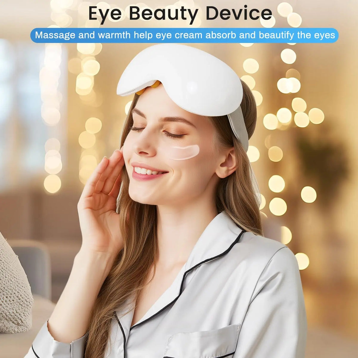Eye Massager with Cooling 12 Vibration Node Rechargeable Relaxation Eye Care Device with Bluetooth for Puffiness Improve Sleep