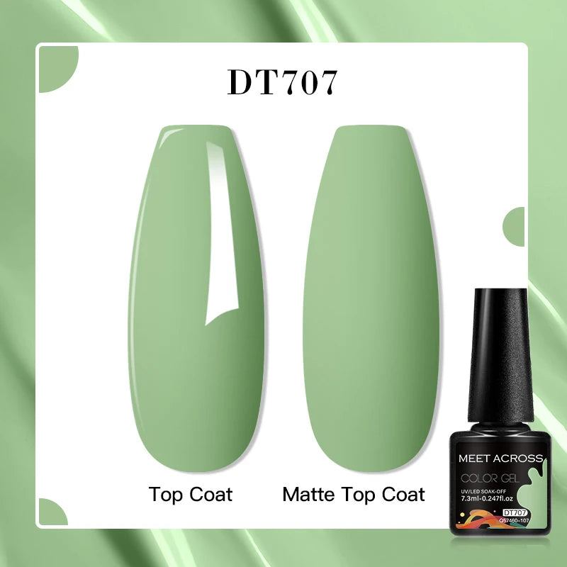 MEET ACROSS 7ml Red Blue Green Metallic Gel Nail Polish Super Bright Mirror Effect Semi Permanent LED UV Gel Nail Art Varnish