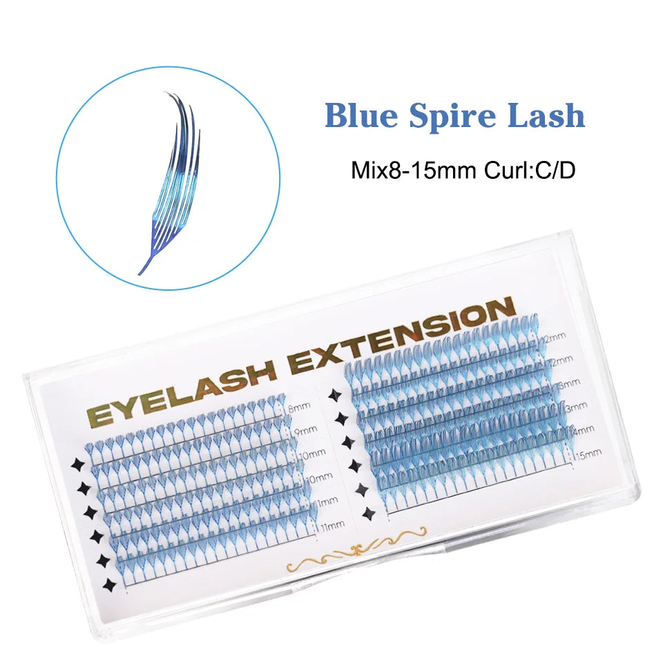 New Dual Sided Colorful Shiny Comic Spire Eyelash Extension Tinsel Anime Premade Fans Feather Shape Lashes For Christmas Cosplay