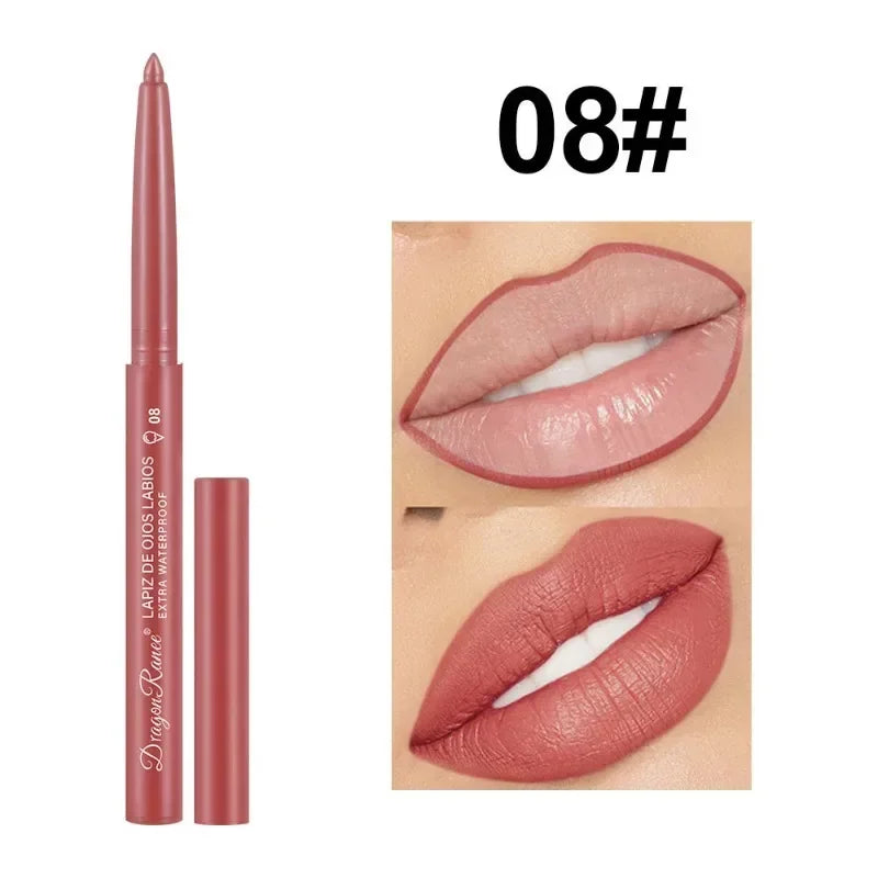 Waterproof Matte Lipliner Pencil Sexy Red Contour Lip Tint Lip Stick Lasting Moisturising Non-stick Cup Lips Makeup 12Colors