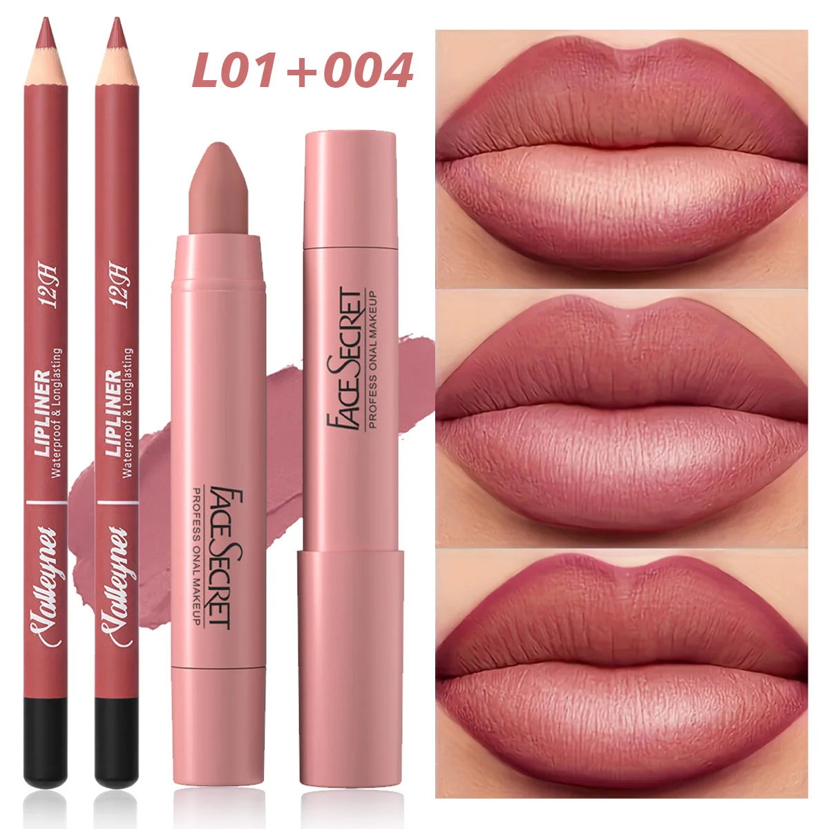 2Pcs/Set Lip Liner + Lipstick Pencil Lip Combo Set, Matte Velvet Lipstick, Long Lasting Smoothness Waterproof Cosmetics