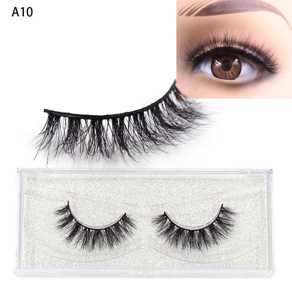 LEHUAMAO Makeup False Eyelashes Handmade Mink Lashes Fluffy Long 3D Strip Thick Fake Faux Mink Eyelashes Makeup Beauty Tool A19