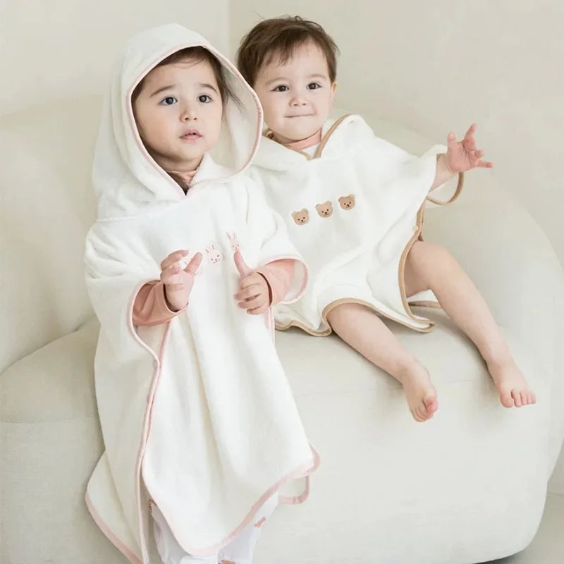 Baby Bath Towel Hooded Soft Coral Velvet Child Bathrobe Cute Cartoon Animal Warm Toddler Sleeping Swaddle Wrap Towel Blanket