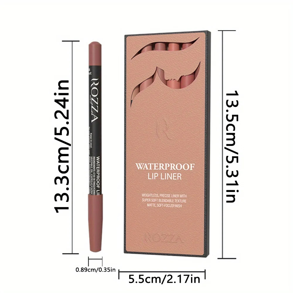 6 PCS/SET Ultra-Fine Wood Lip Liner Set - Nude Brown Collection, Velvet Matte Long Lasting Waterproof 18 Colors Lip Combo