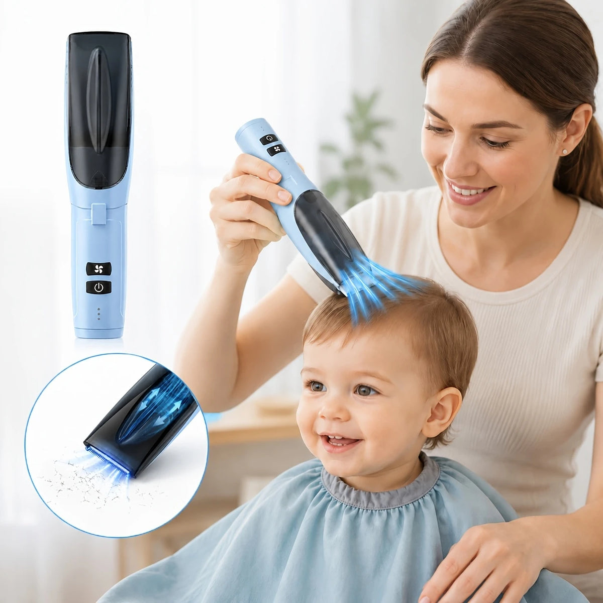 Baby Hair Clippers Quiet Children's Electric Hair Clipper Naturally Aspirated Hair Clipper with Ceramic Blades for Families