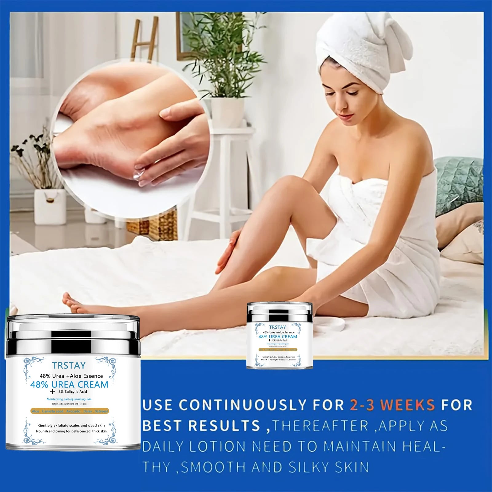 Urea Cream 45% Plus 2% Salicylic Acid, Callus Remover Foot Moisturizer Hand Foot Cream For Dry Cracked Feet from Toes to Heels E