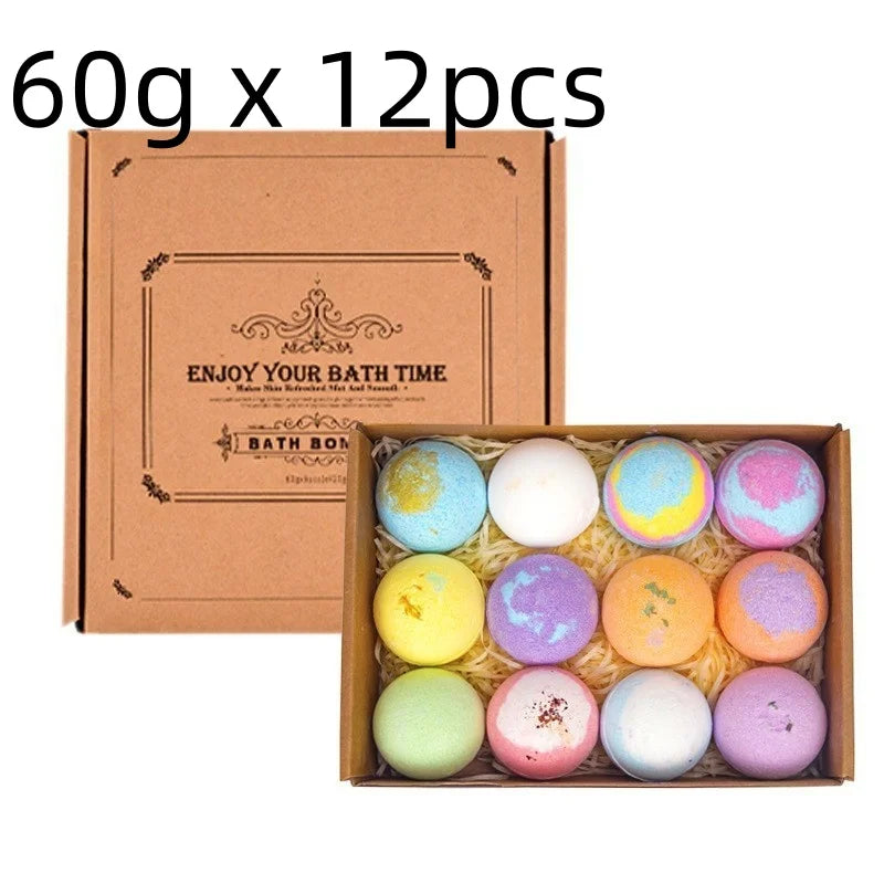 12pcs 20g/60g Bath Gift Natural Mini Handmade Bathing Foot Spa Bomb Rich Essential Oils Moisturizing Dry Skin Relaxing Scent