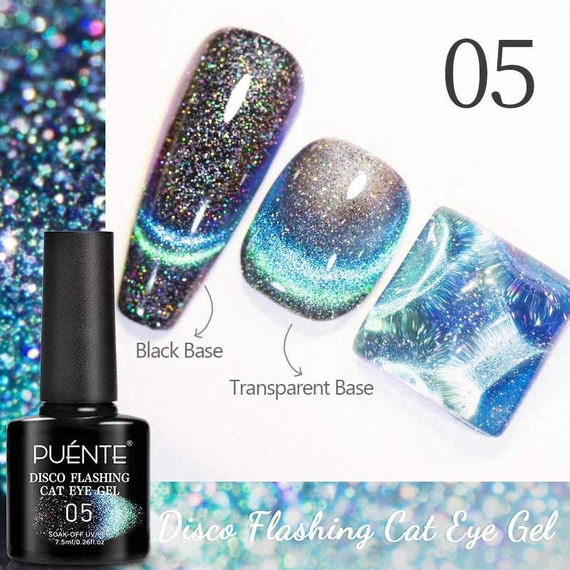 7.5ML Green Crystal Cat Magnetic Gel Nail Polish Shiny Green Glitter Cat Eye Gel For Manicure Soak Off UV Nail Art Varnish