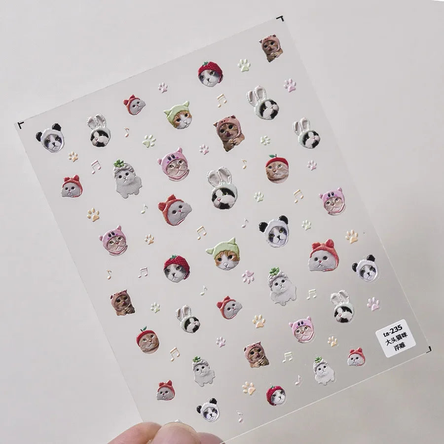 Colorful Balloon Cute Puppy Flower Cherry Bowknot Love Happy Dog Animal Self Adhesive Nail Art Sticker Decoration Manicure Decal
